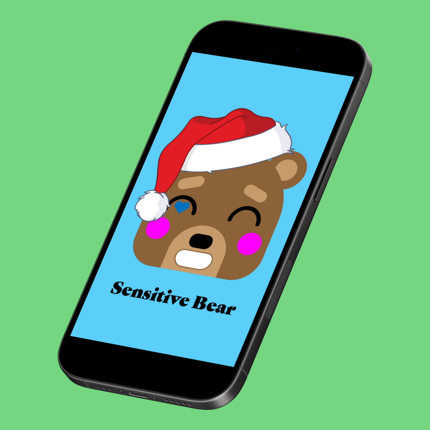 Sensitive Santa Bear iPhone Wallpaper