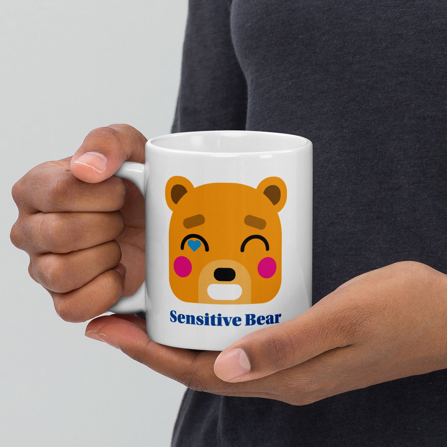 Sensitive Bear Fun Colors White Glossy Mug